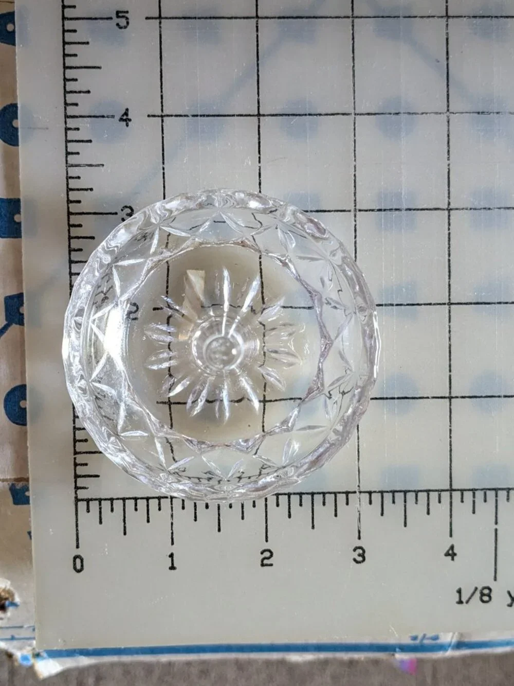 Vintage Clear Cut Crystal Jewelry Ring Holder/Trinket Dish Starburst Diamond
